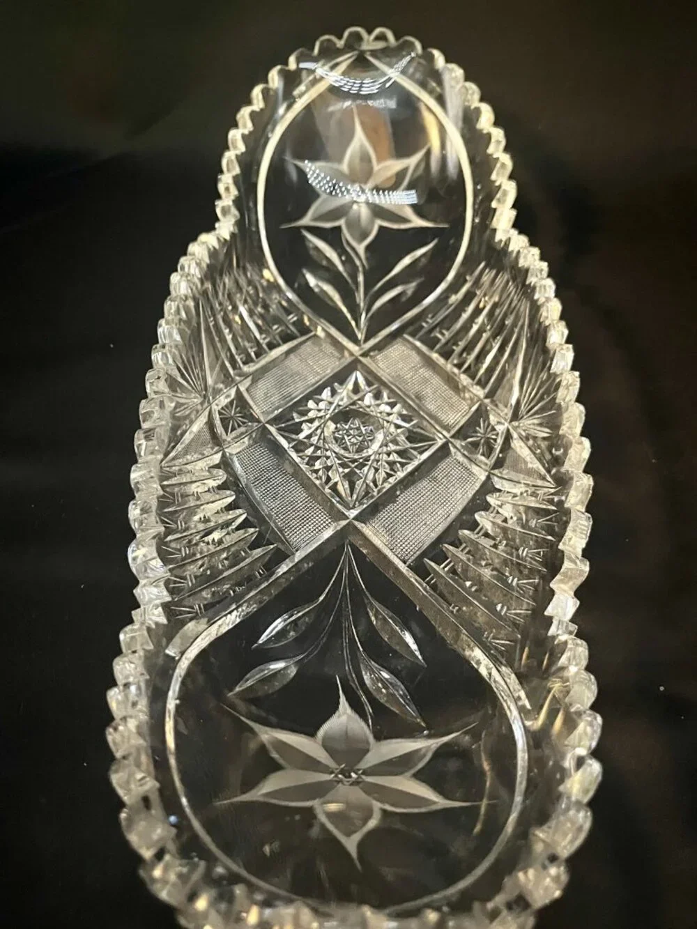 Antique American Brilliant Period Cut Crystal Celery or Relish Dish